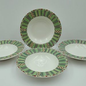 Sango Mesa 3018 Rim Soup Bowls Stripes Aztec Southwest Pattern